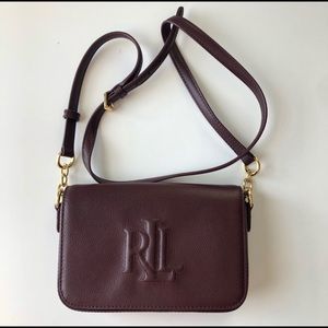 NEW Ralph Lauren Burgundy Gold Crossbody Bag